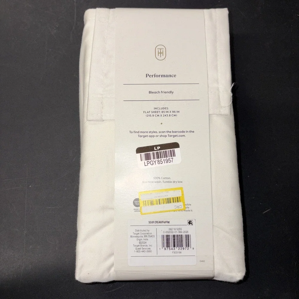 Threshold FULL Performance Flat Sheet Silky Soft Sateen SOUR CREAM 400 TC 20482